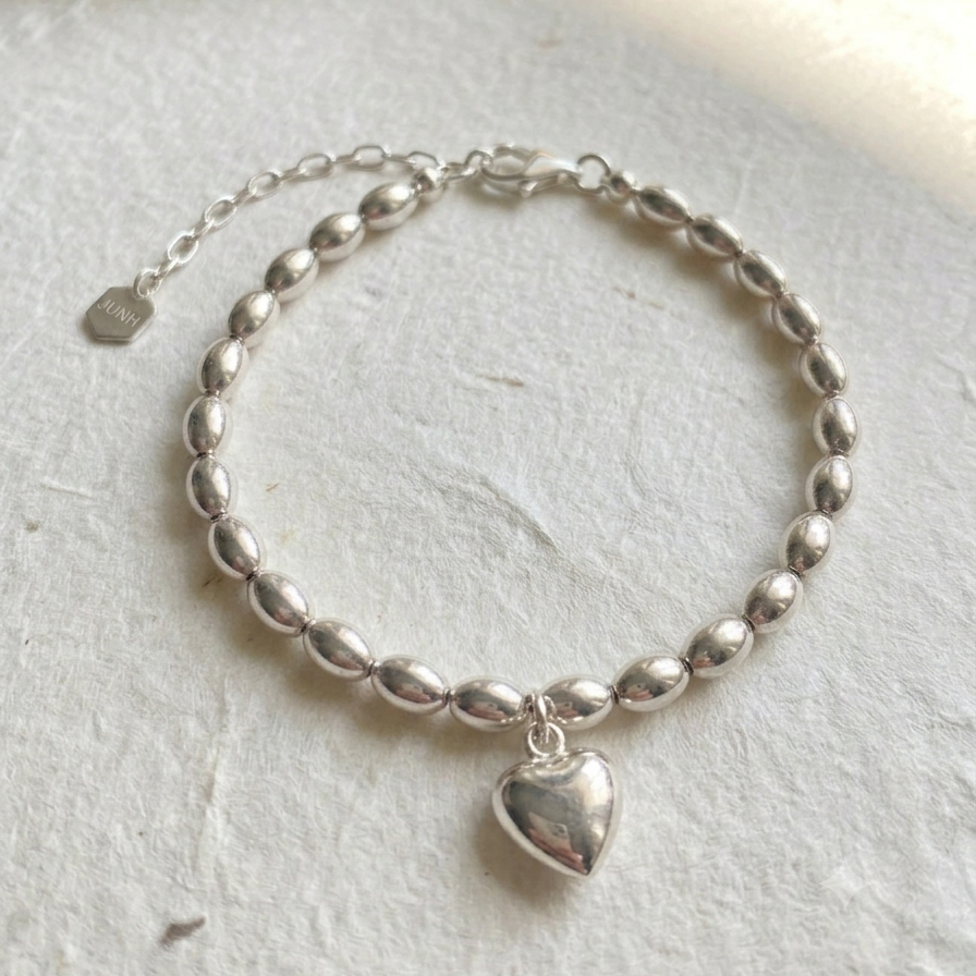 Silver Oval Bead Bracelet (6mm*4mm)