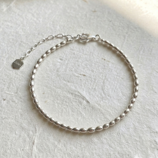 Silver Oval Bead Bracelet (4mm*3mm)