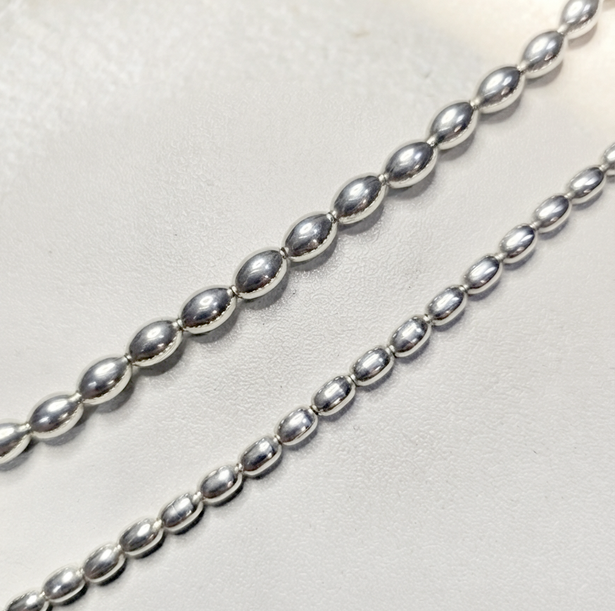 Silver Oval Bead Bracelet (4mm*3mm)