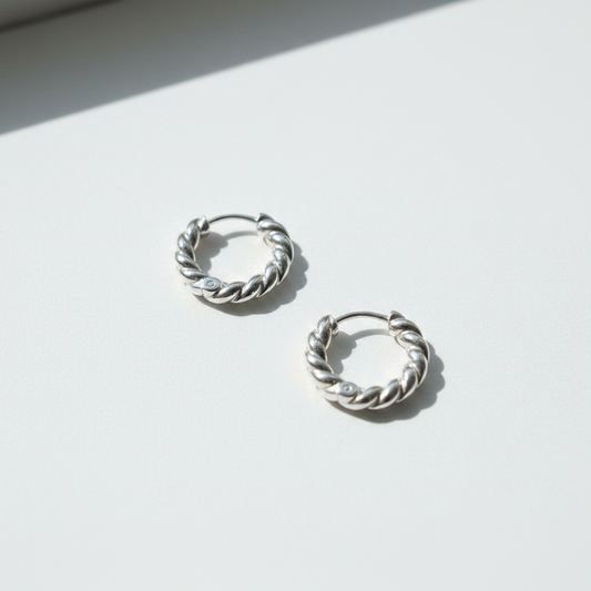 Natural Light Silver Hoop Earrings