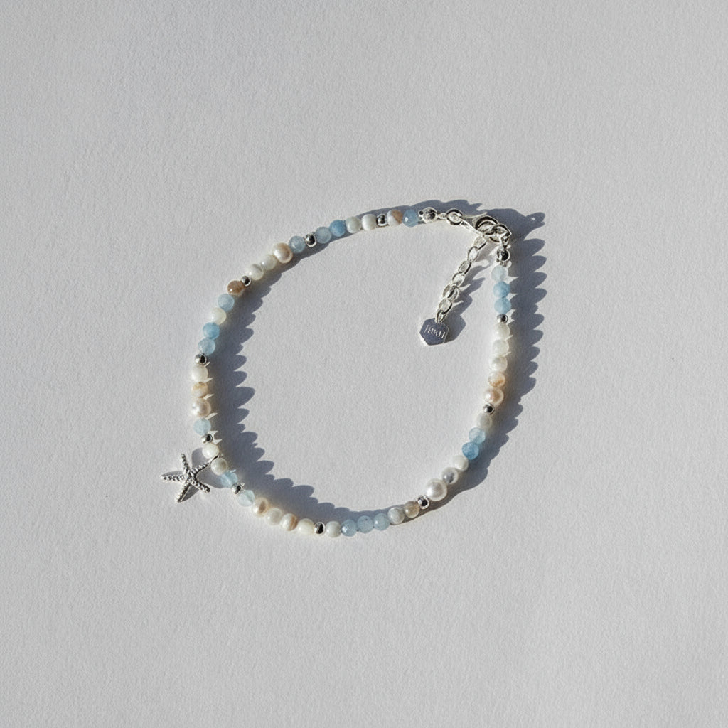 Blue Stone Bead Bracelet