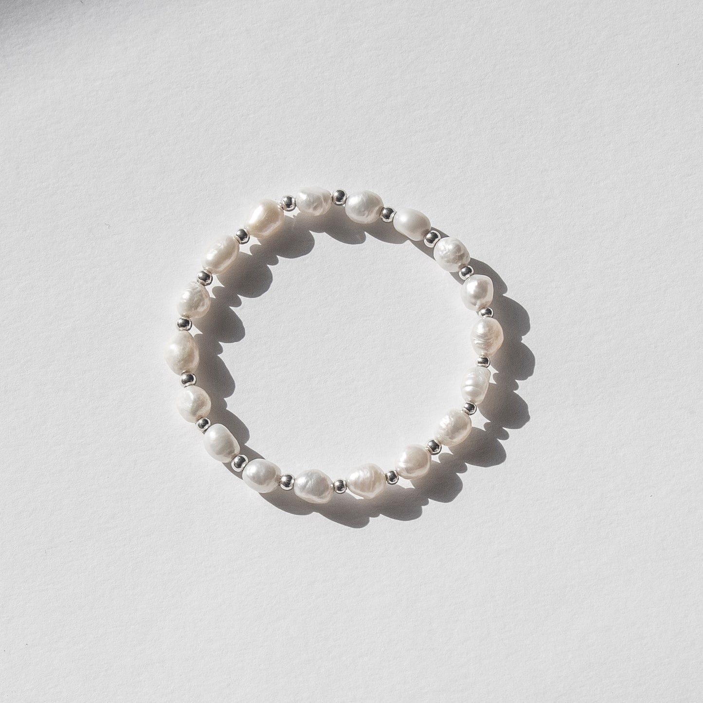 Pearl & Silver Bead Bracelet