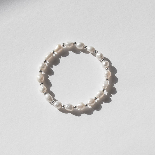 Pearl & Silver Bead Bracelet
