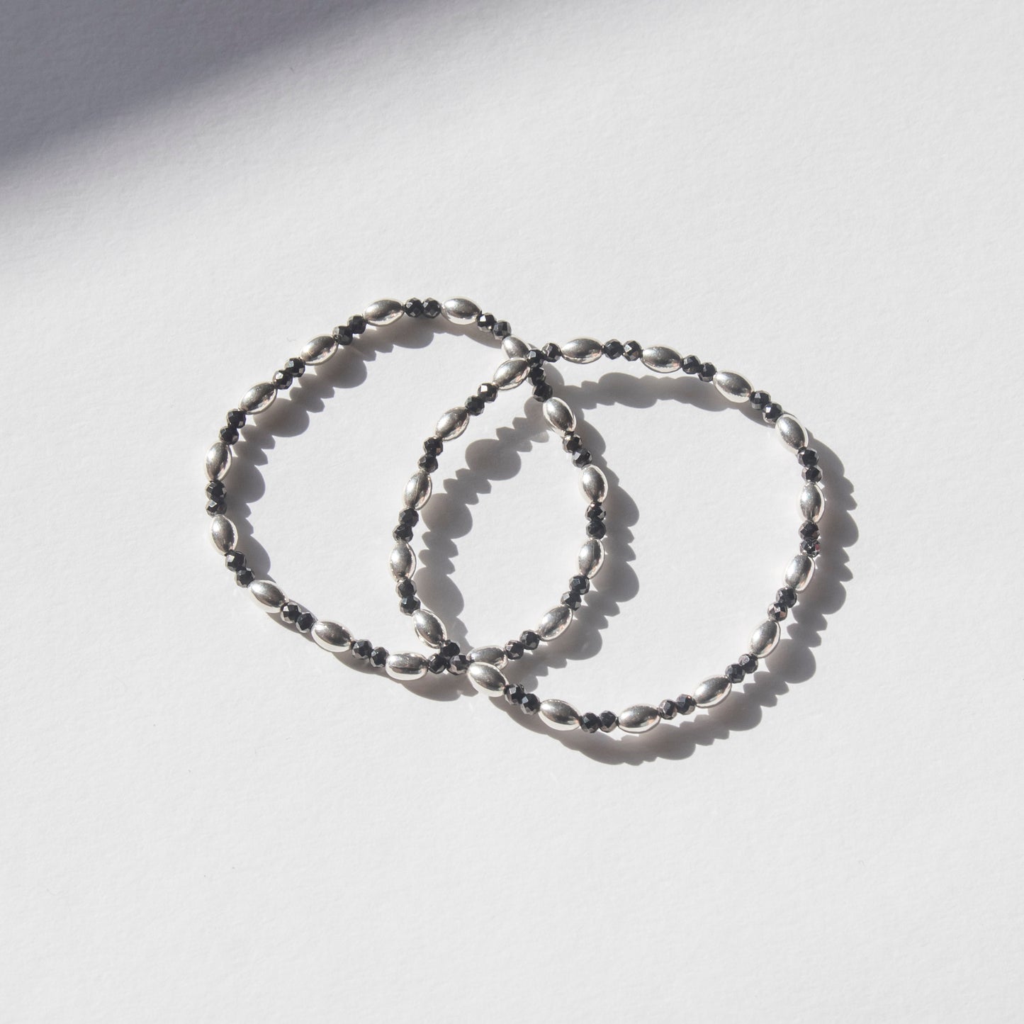 Silver & Black Bead Bracelet