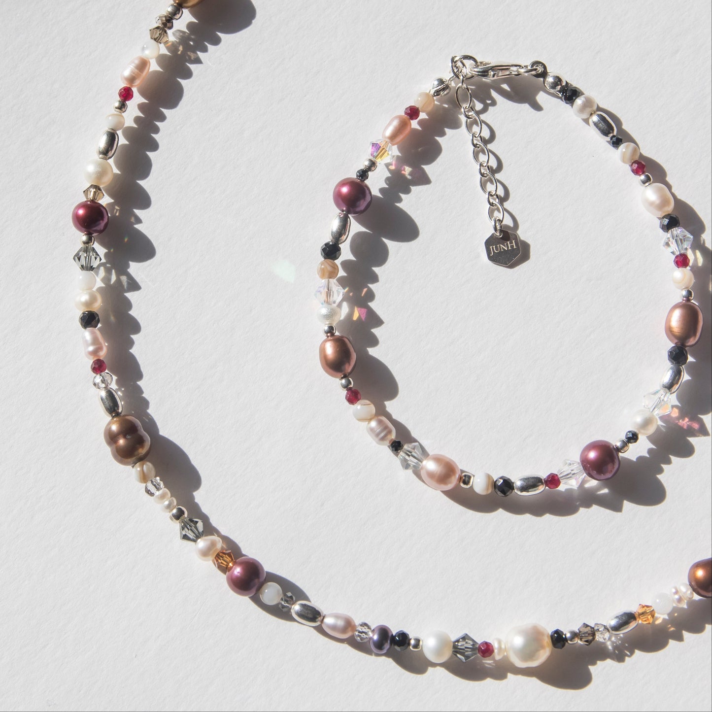 Red-Accented Pearl and Bead Choker