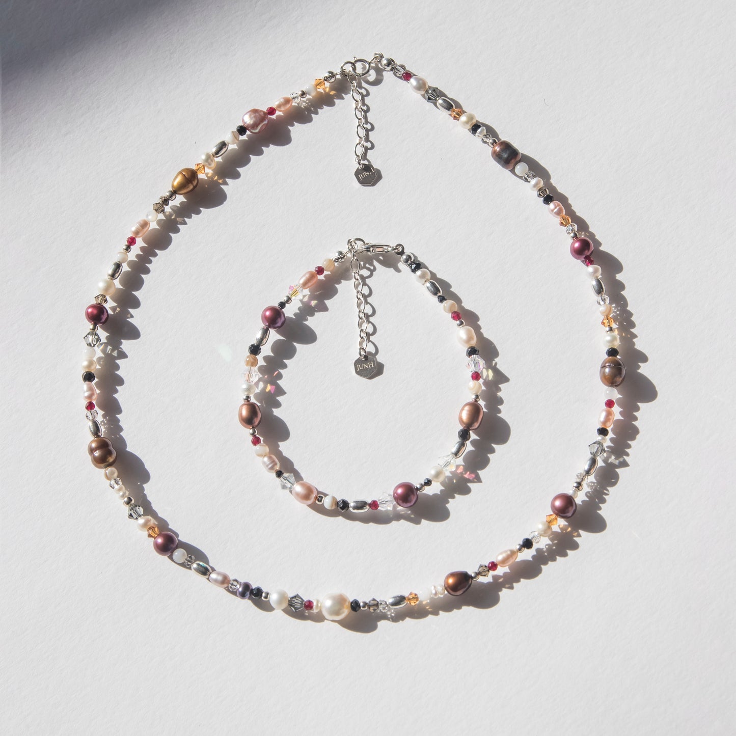 Red-Accented Pearl and Bead Choker