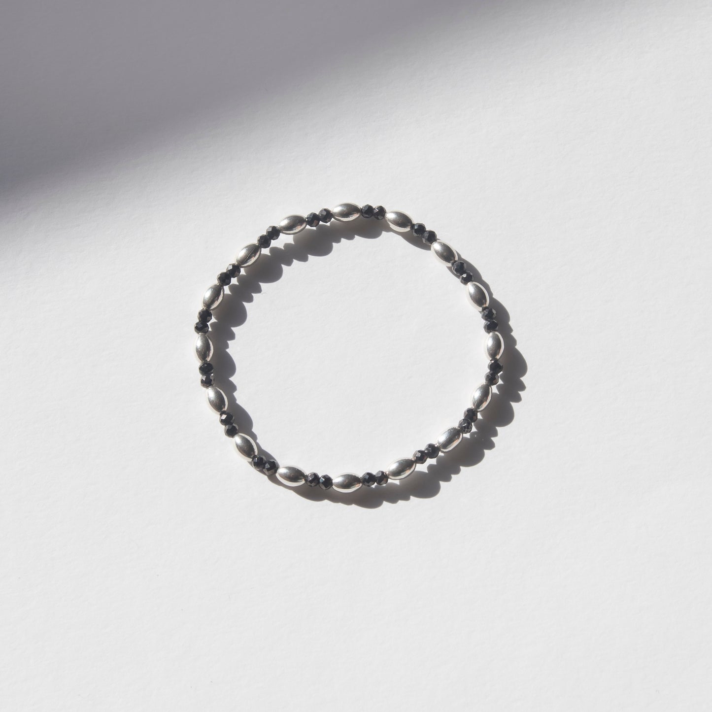 Silver & Black Bead Bracelet