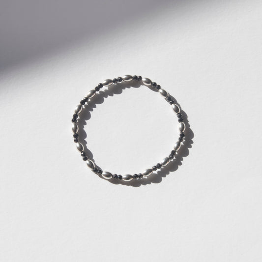 Silver & Black Bead Bracelet