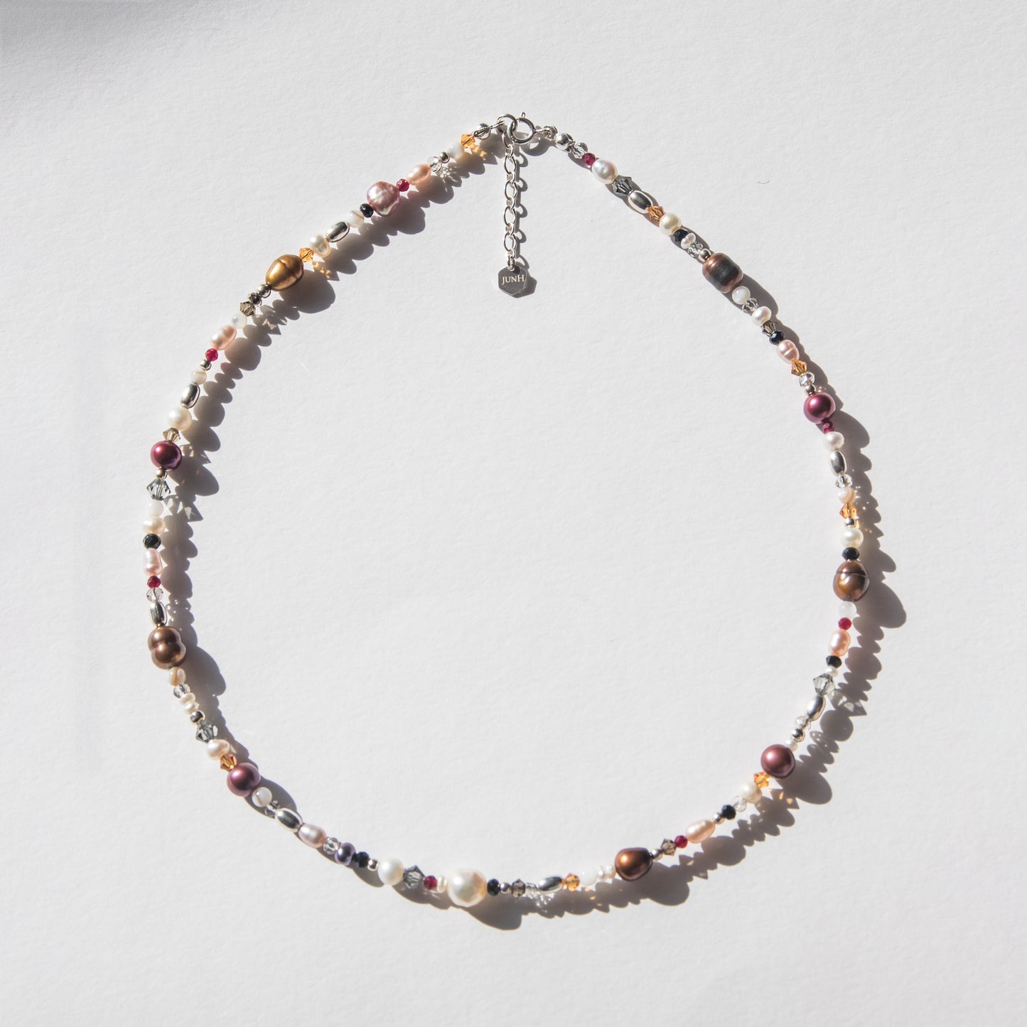 Red-Accented Pearl and Bead Choker