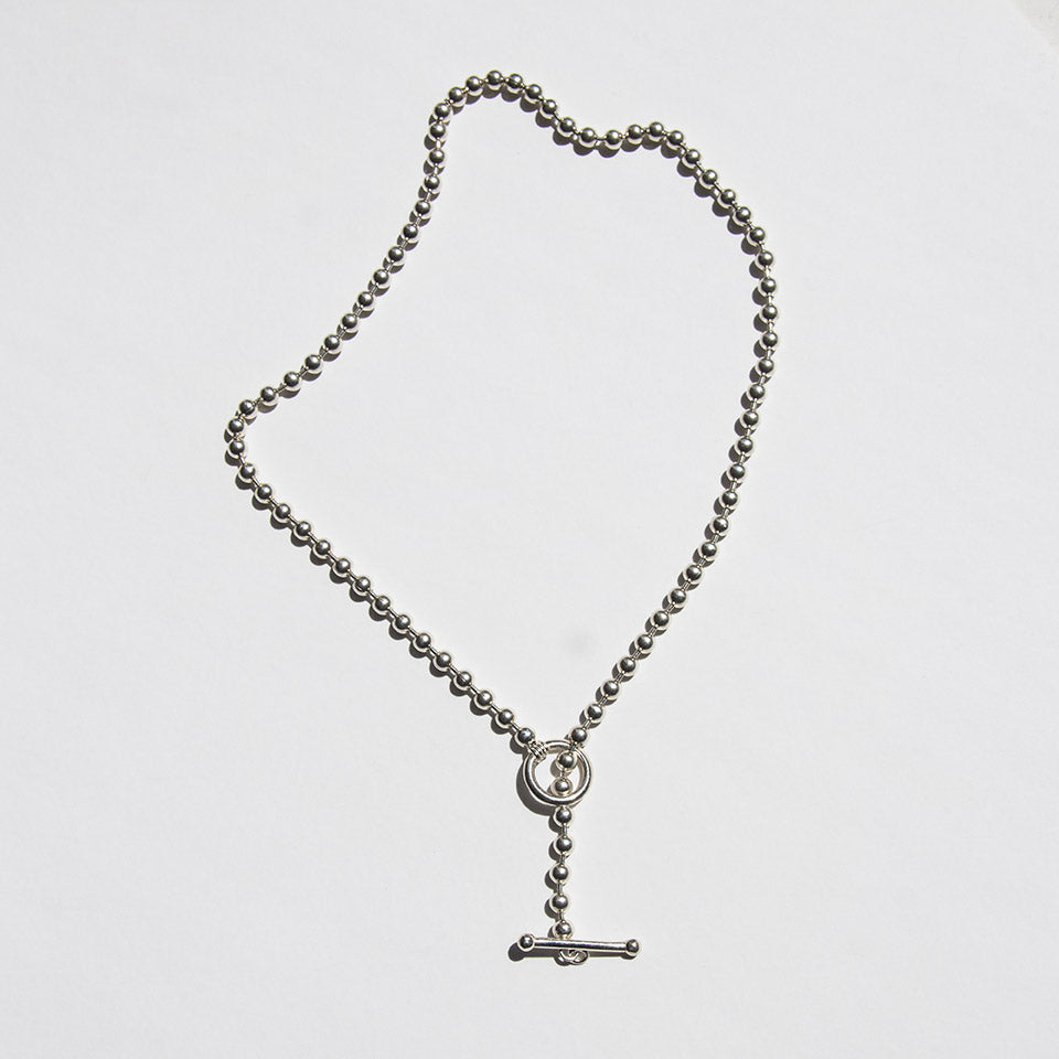 Silver Ball Chain Toggle Necklace