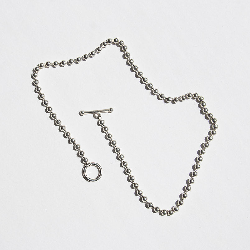 Silver Ball Chain Toggle Necklace