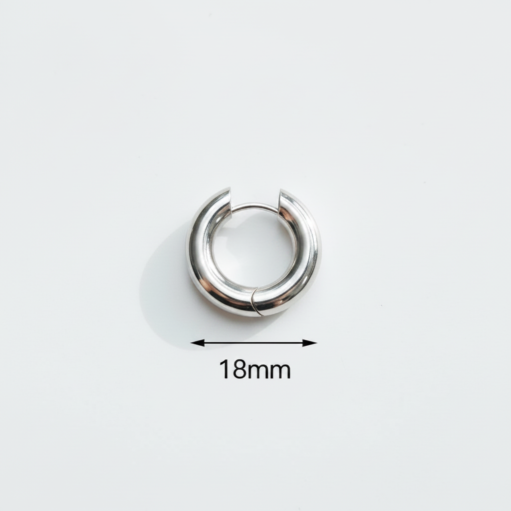 Silver Hoop 18mm Square White Background