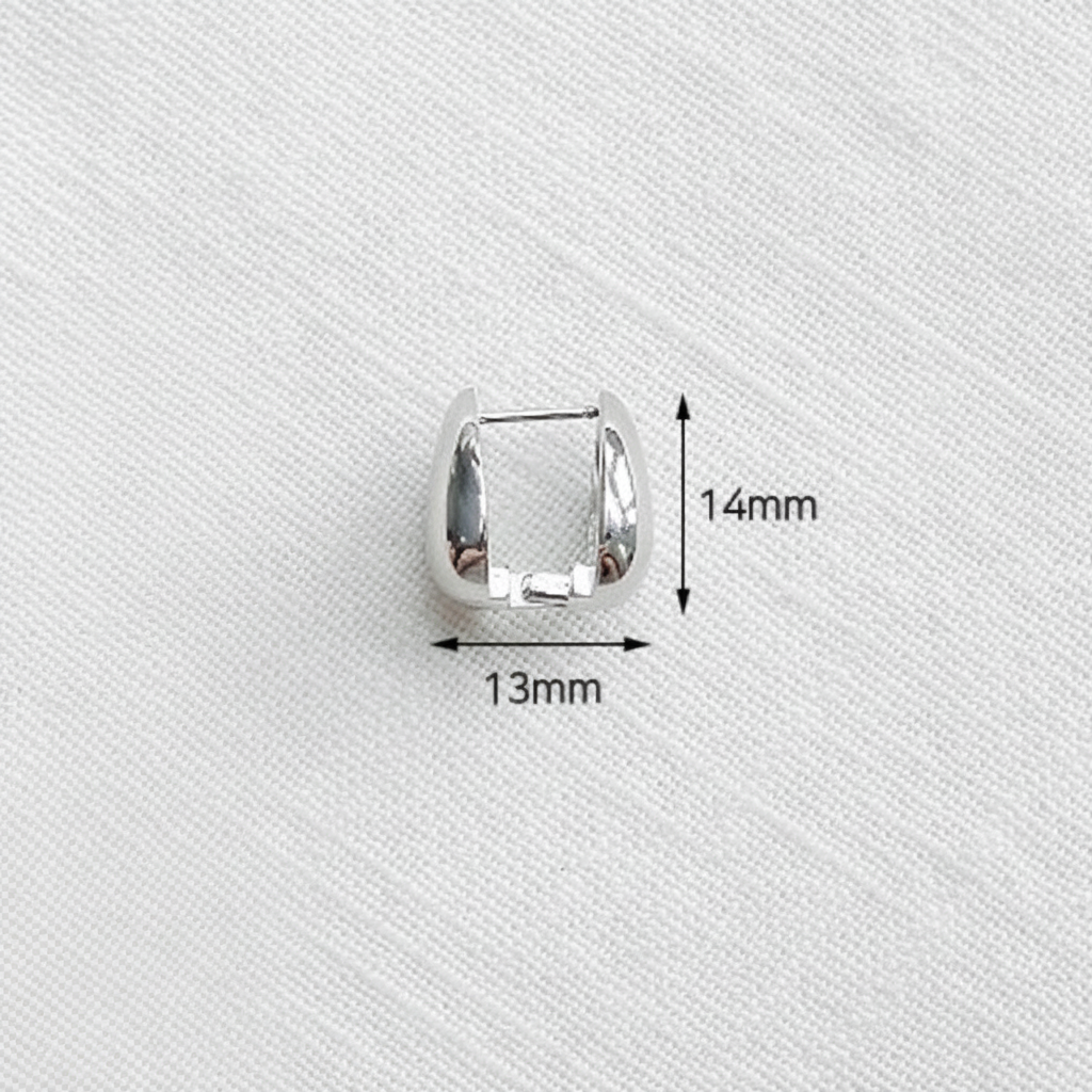 Silver Square Hoop Earring No Coin With Measurements